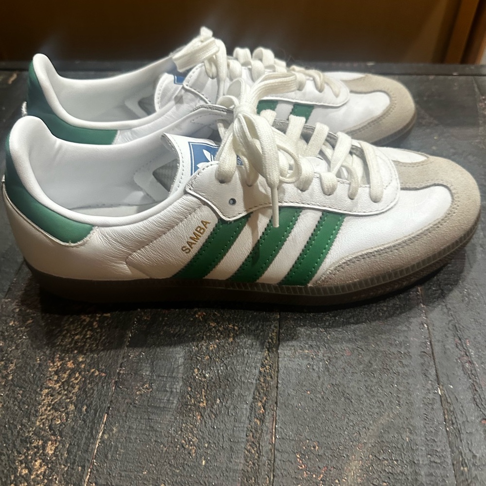 adidas Samba White with Green Stripes Women’s Sneakers
